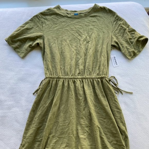 Waist-Defined Short-Sleeve Slub-Knit Mini T-Shirt Dress for Women - Picture 2 of 3